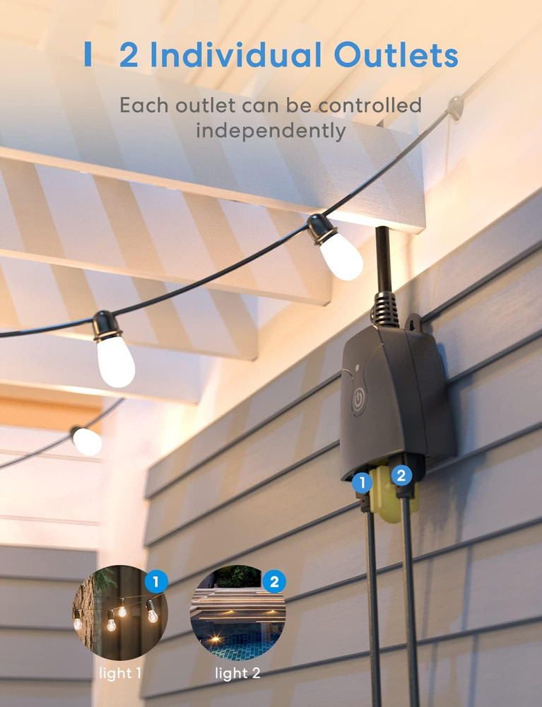 Outdoor Smart Plug Compatible with Apple Homekit, Siri, Alexa, Google Assistant