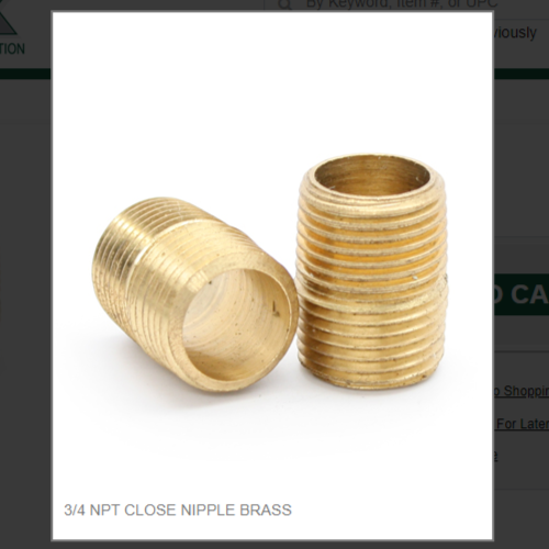 3/4 NPT CLOSE NIPPLE BRASS # 112-12
