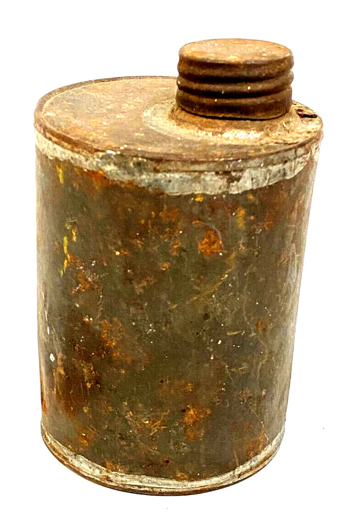 Antique Metal Can with Offset Screw Cap