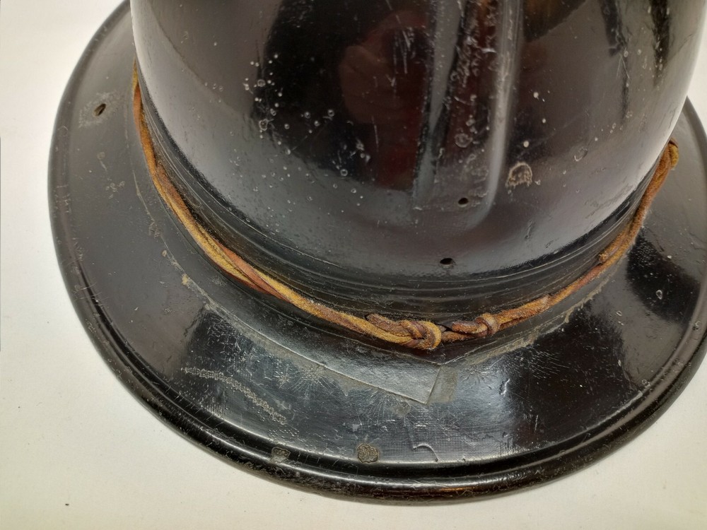 Vintage FIREMANS HELMET 1940s FIREFIGHTER MSA BLACK 8
