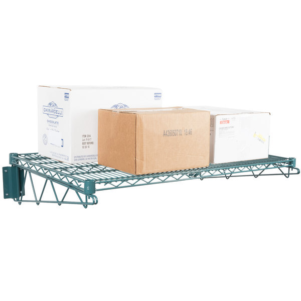 24" x 36" Wall Mount Green Epoxy Wire Shelf Rack Commercial Restaurant Pot NSF