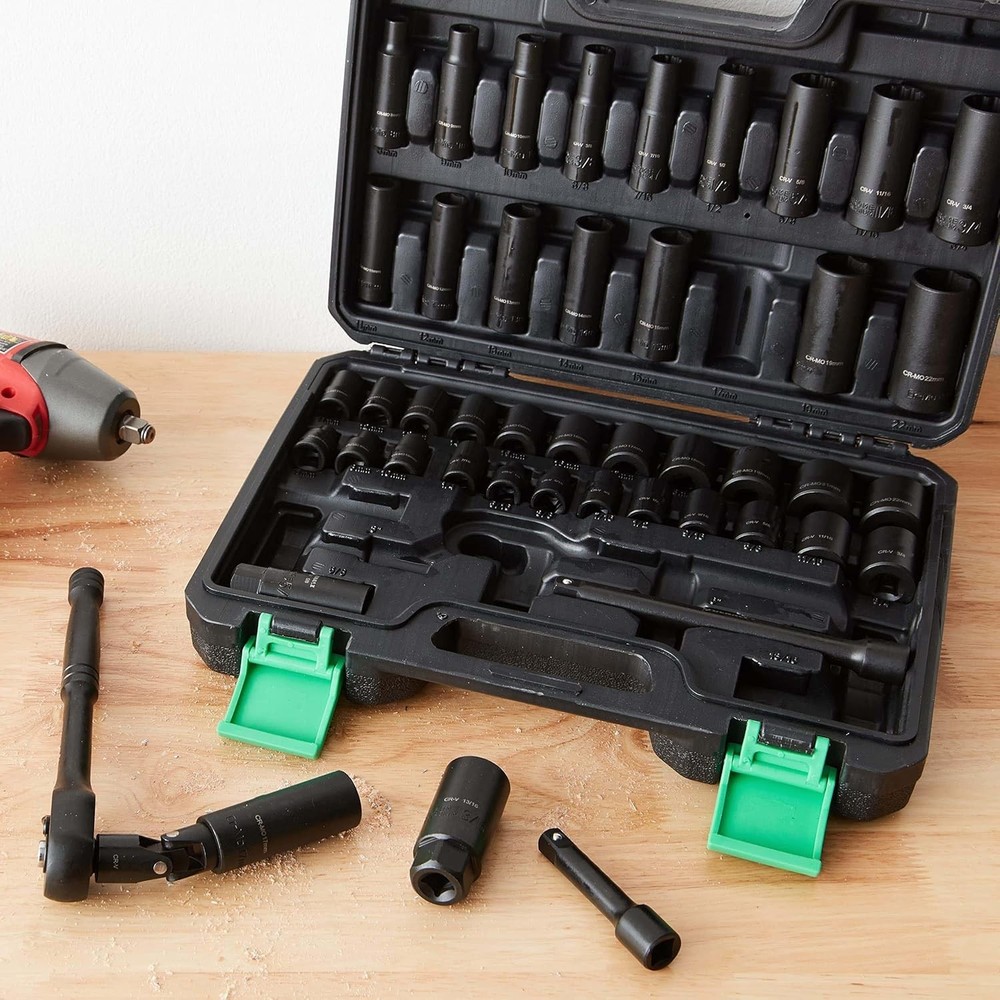 Amazon Basics 46-Piece 3/8-Inch Drive Shallow & Deep Socket Set