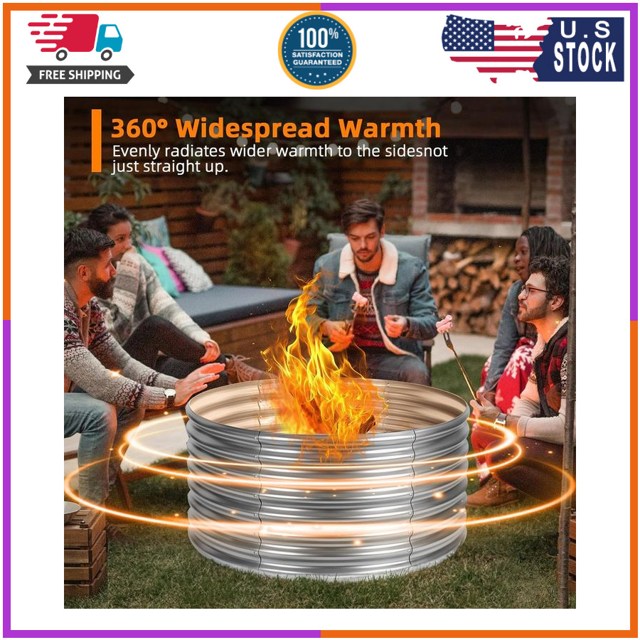 Fire Pit Ring 48 Inch, Raised Height 24 Inch, Fire Ring for Sofa outside Fire