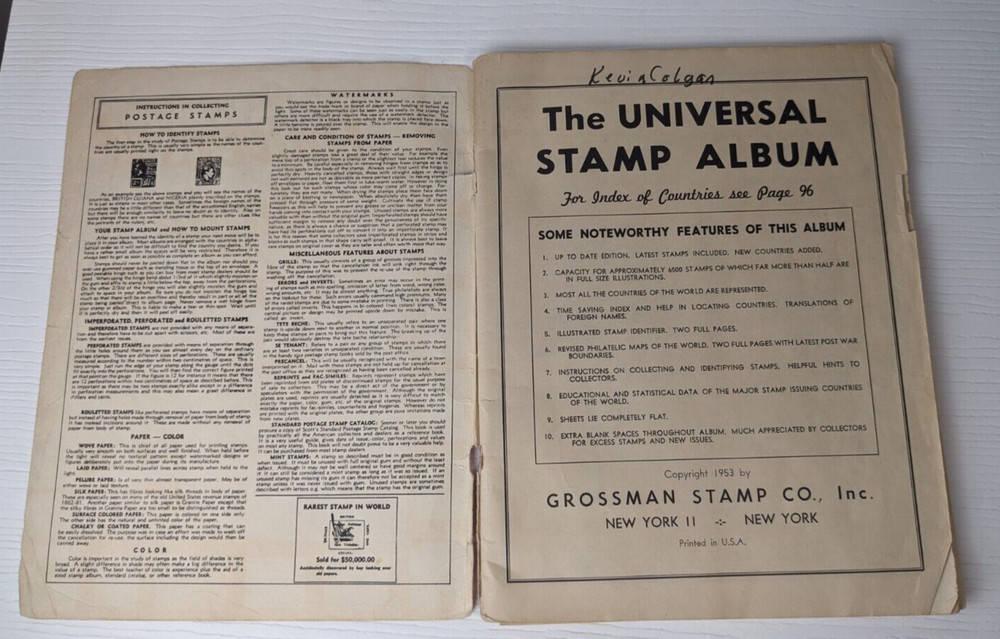 Universal Stamp Album 1948 - Grossman Stamp Co INC New York / Stamp Collecting