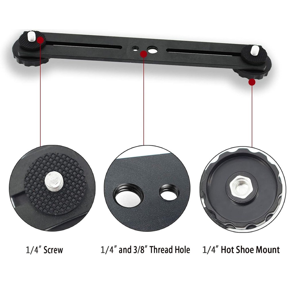 8"/20cm Dual Speedlite Camera Tripod Mount Bracket LED Light Flash Extension Bar