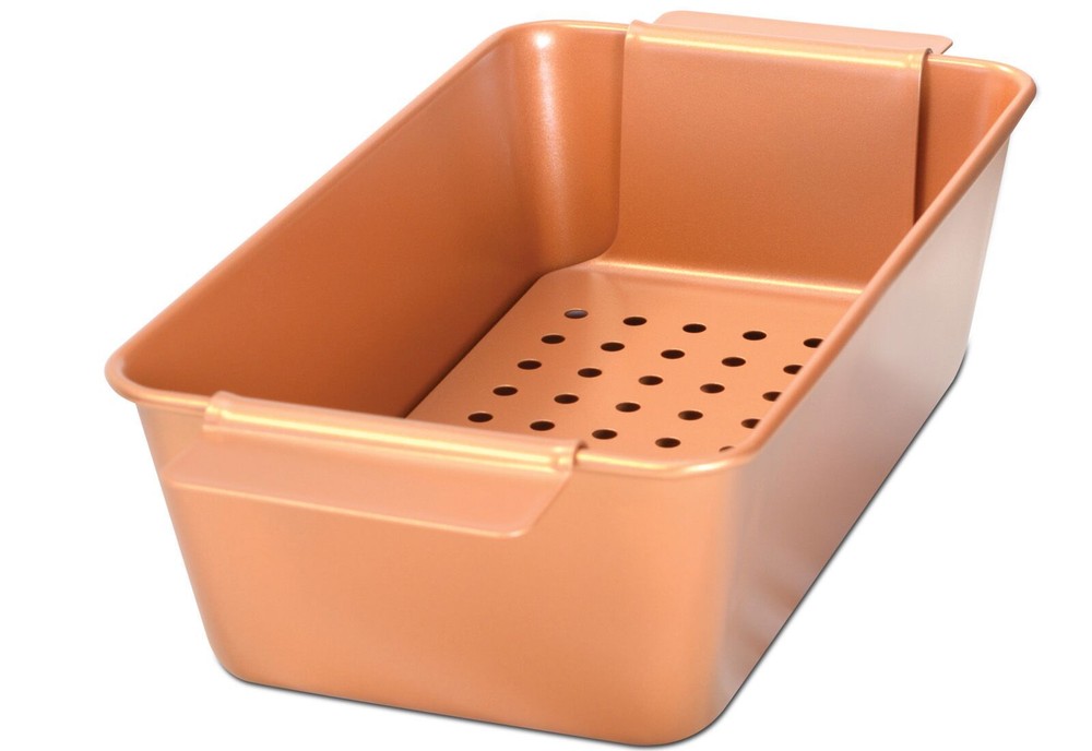 Meatloaf Pan Non-Stick Copper Coating With Removable Tray Drains