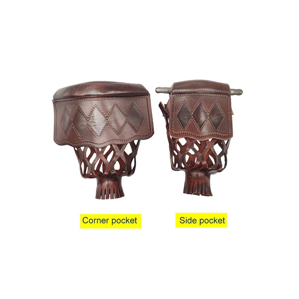 Pool Table Leather Pockets Diamond Pattern Shield, Leather Billiard Pockets M...