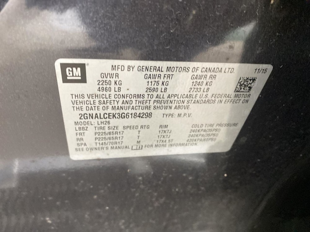 Complete Console Front Floor Fits 16-17 EQUINOX 1008540