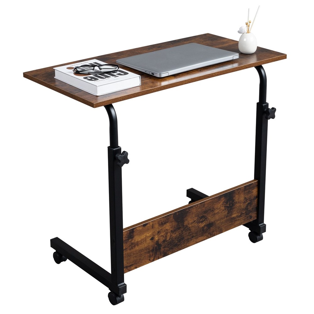 Rolling & Height Adjustable P2 15MM Chipboard & Steel Side Table with Baffle .