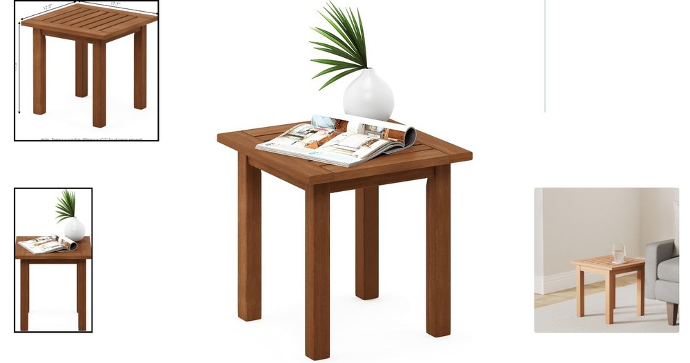 Durable Tioman Outdoor End Table - Slatted Design for Quick Drying & Elegance