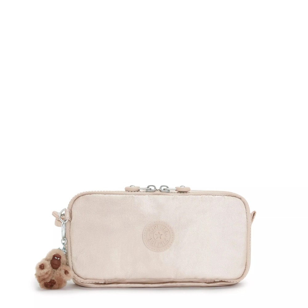 Kipling Chap Metallic Pencil Case Quartz Metallic