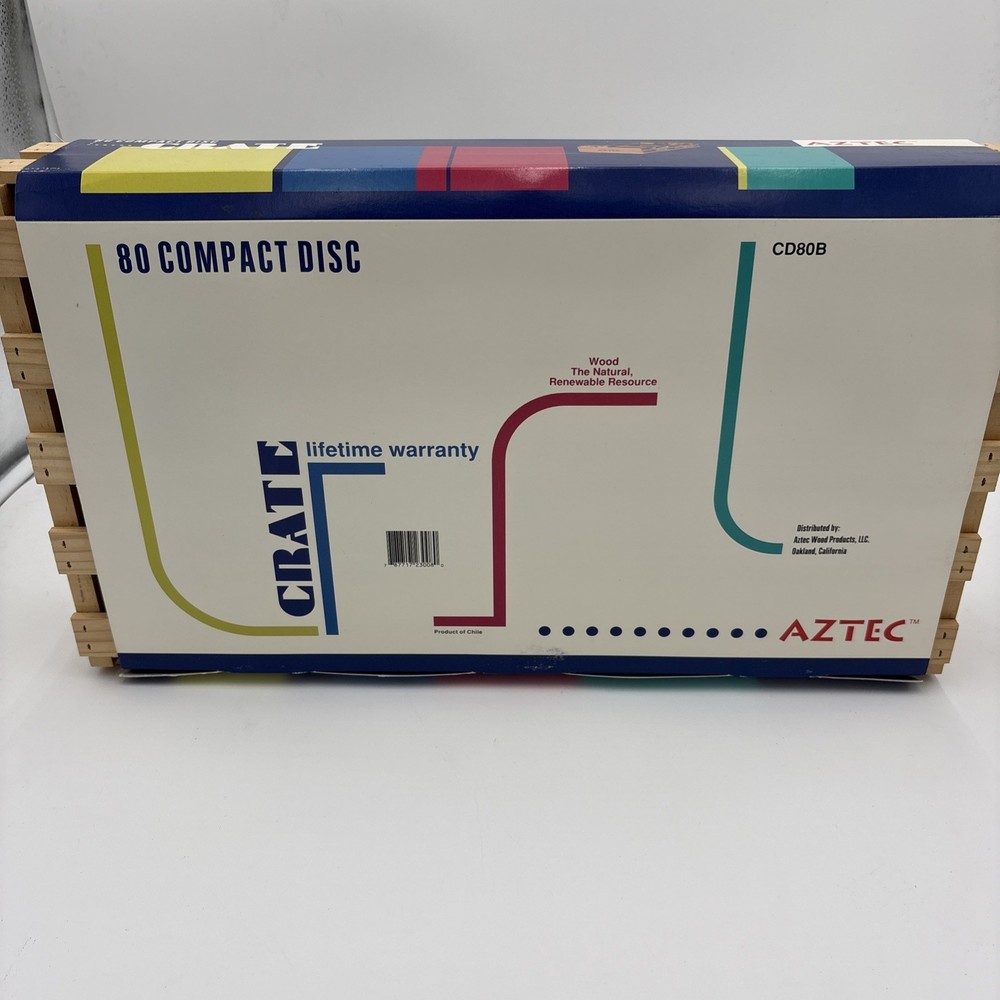 Aztec CD Crate - 80 CD Wooden Compact Disc Storage - NEW