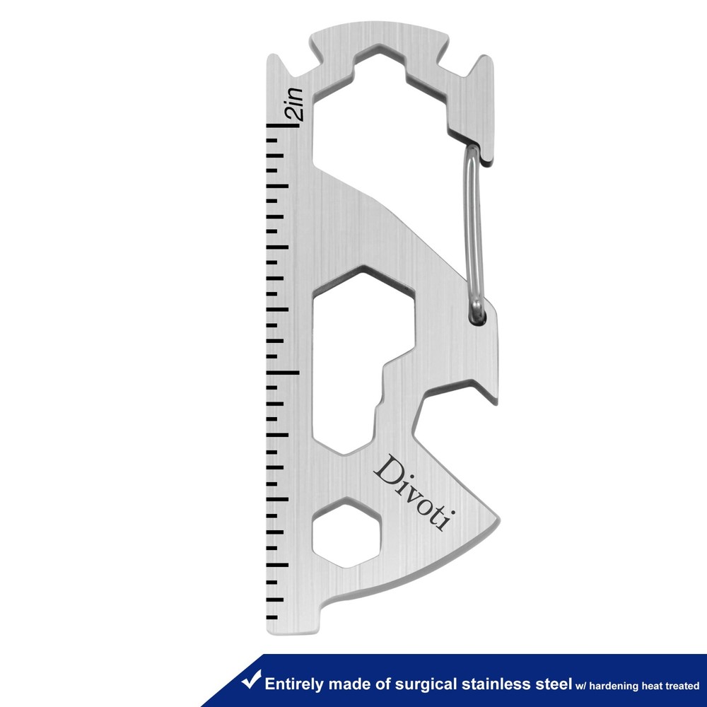 STEEL HAWK Quartermaster Carabiner Keychain Multitool, 17-in-1 Multi Tool