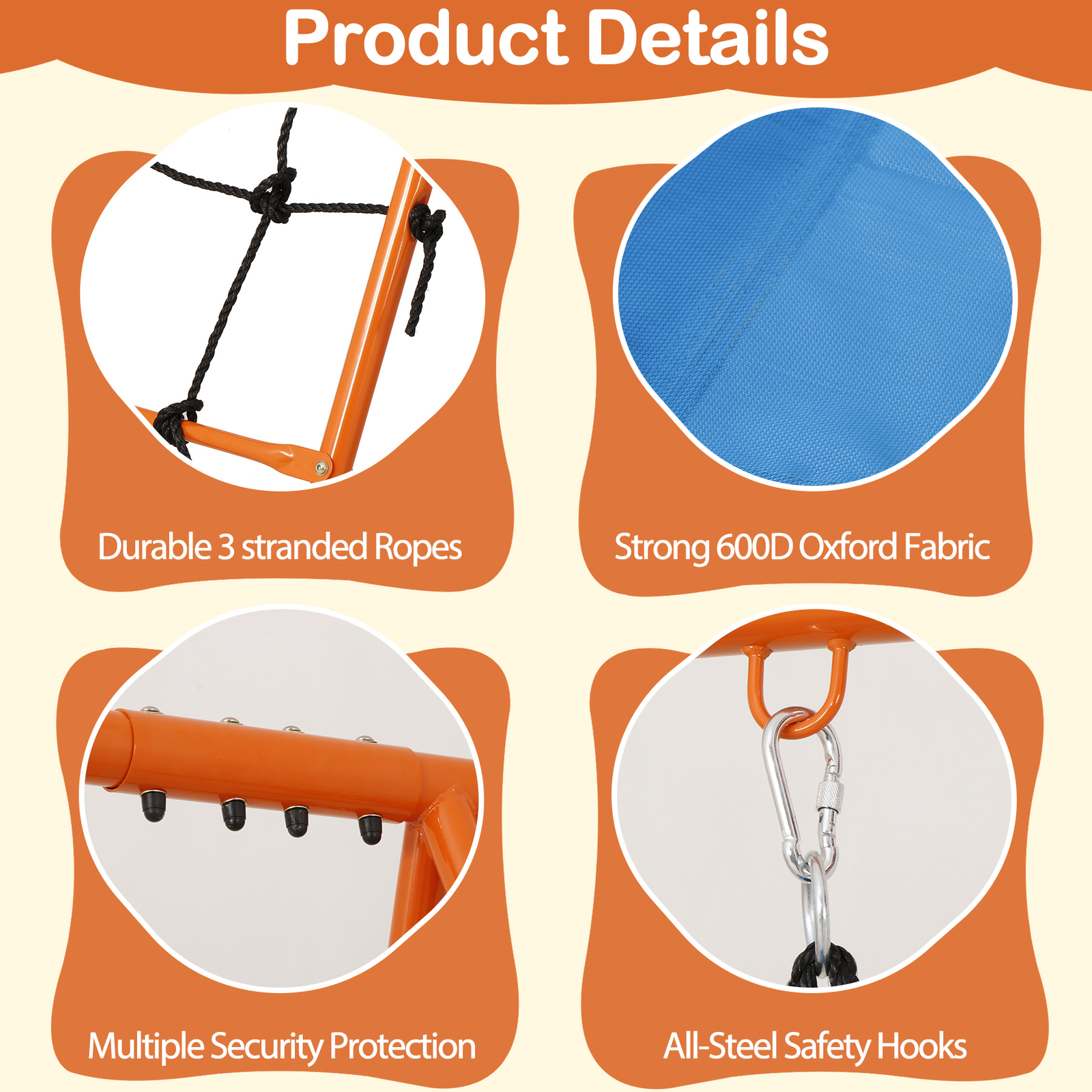 6-in-1 Swing Sets for Backyard Multifunction Metal Playground Swing Set for kids