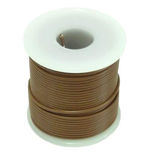 100 Feet Brown 20 Gauge Solid Hook-Up Wire, Tinned Copper, PVC Insulation