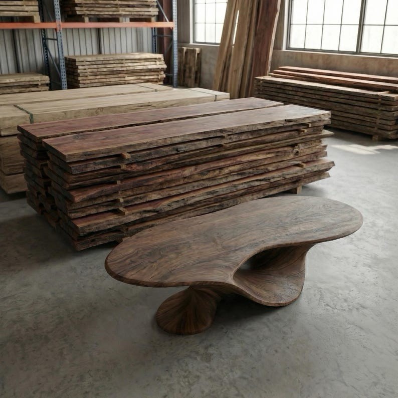 Solid Wood Coffee Table, Hand Carved