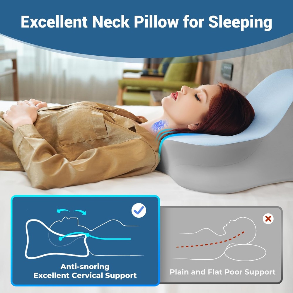 Reading Pillow for Bed, Lying, Leaning and Prone, Ergonomic Memory Foam Bed W...