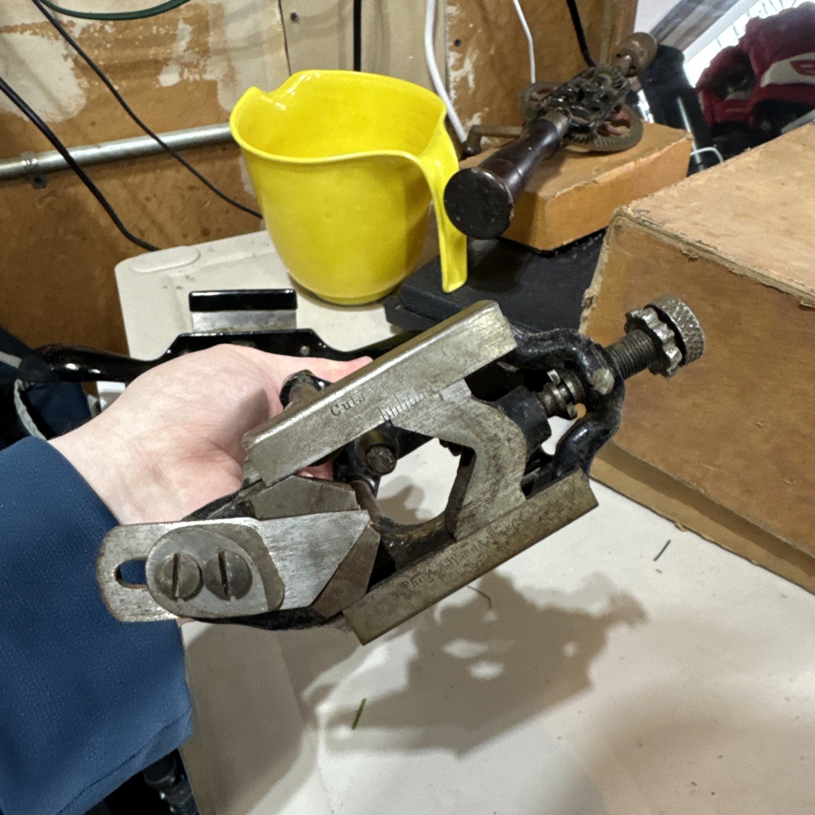 Antique A A Wood & Sons tenon cutter hollow auger woodworking tool 1/4 - 1 1/4"