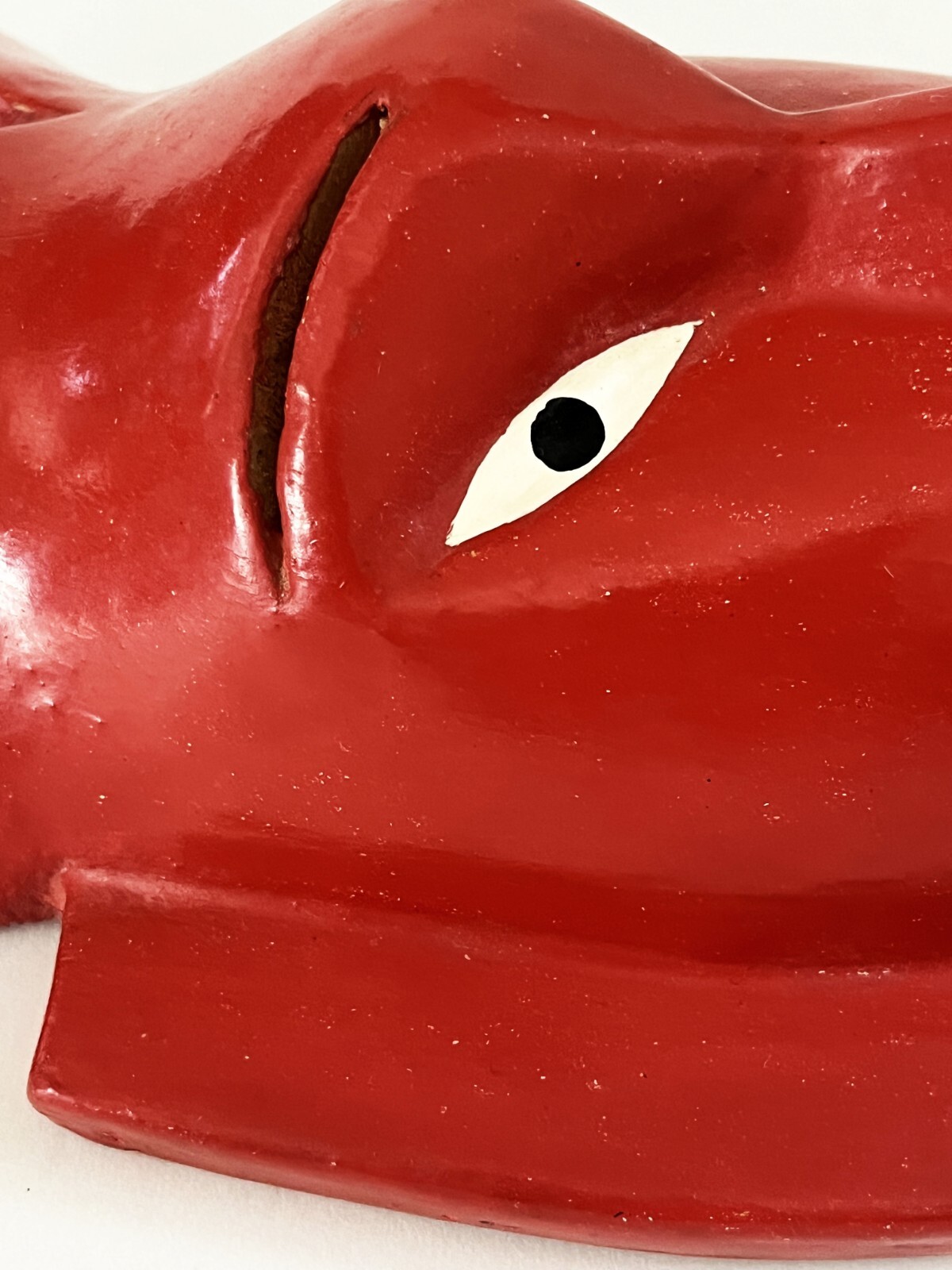 VICTORIANO SALGADO MEXICAN MICHOACAN URUAPAN WOOD MAQUE LACQUER RED COCUCHA MASK