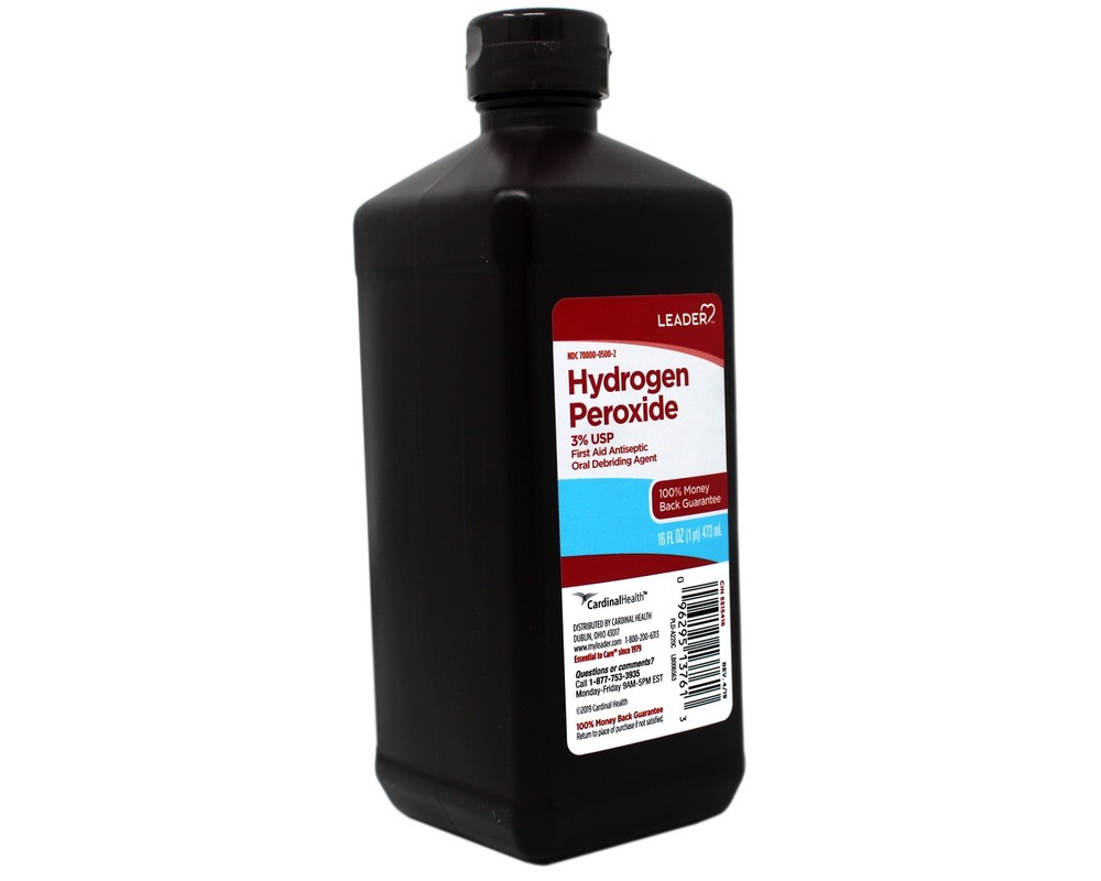 Leader Hydrogen Peroxide 3% Topical Solution First Aid Antiseptic 16 oz 4 Pack
