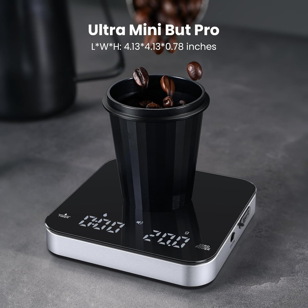 Maestri House Mini Coffee Scale with Timer, USB-C Rechargeable Espresso Scale, 2