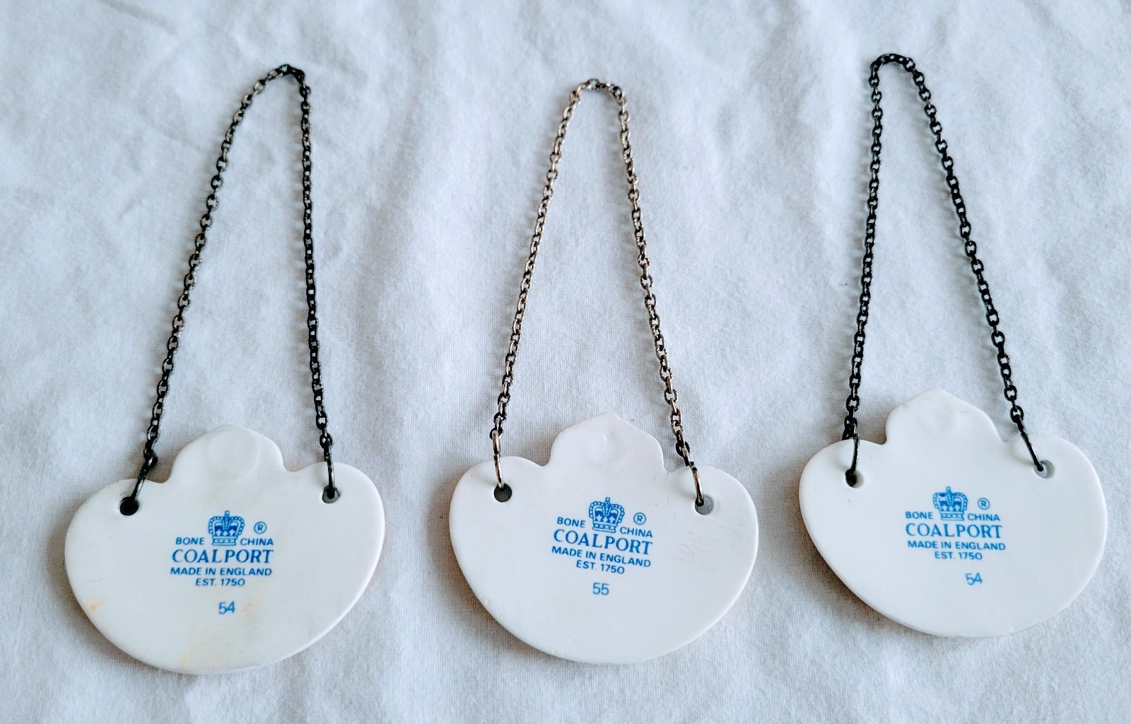 COALPORT Decanter Labels Fine Bone China Set Of 3 “BRANDY”, “PORT” And “SHERRY”