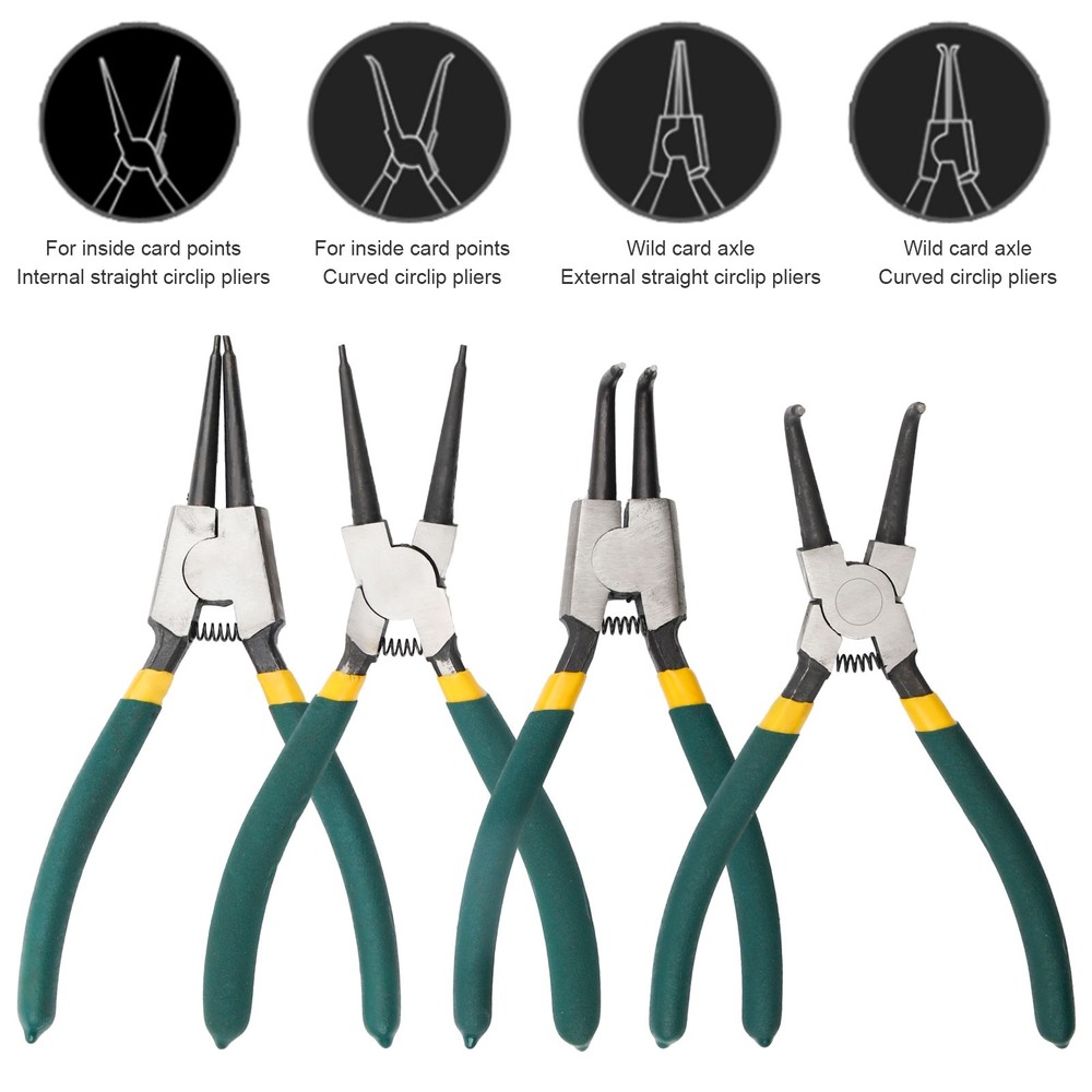 4pcs Portable 7 Internal External Retaining Clips Snap Ring Circlip Pliers Set
