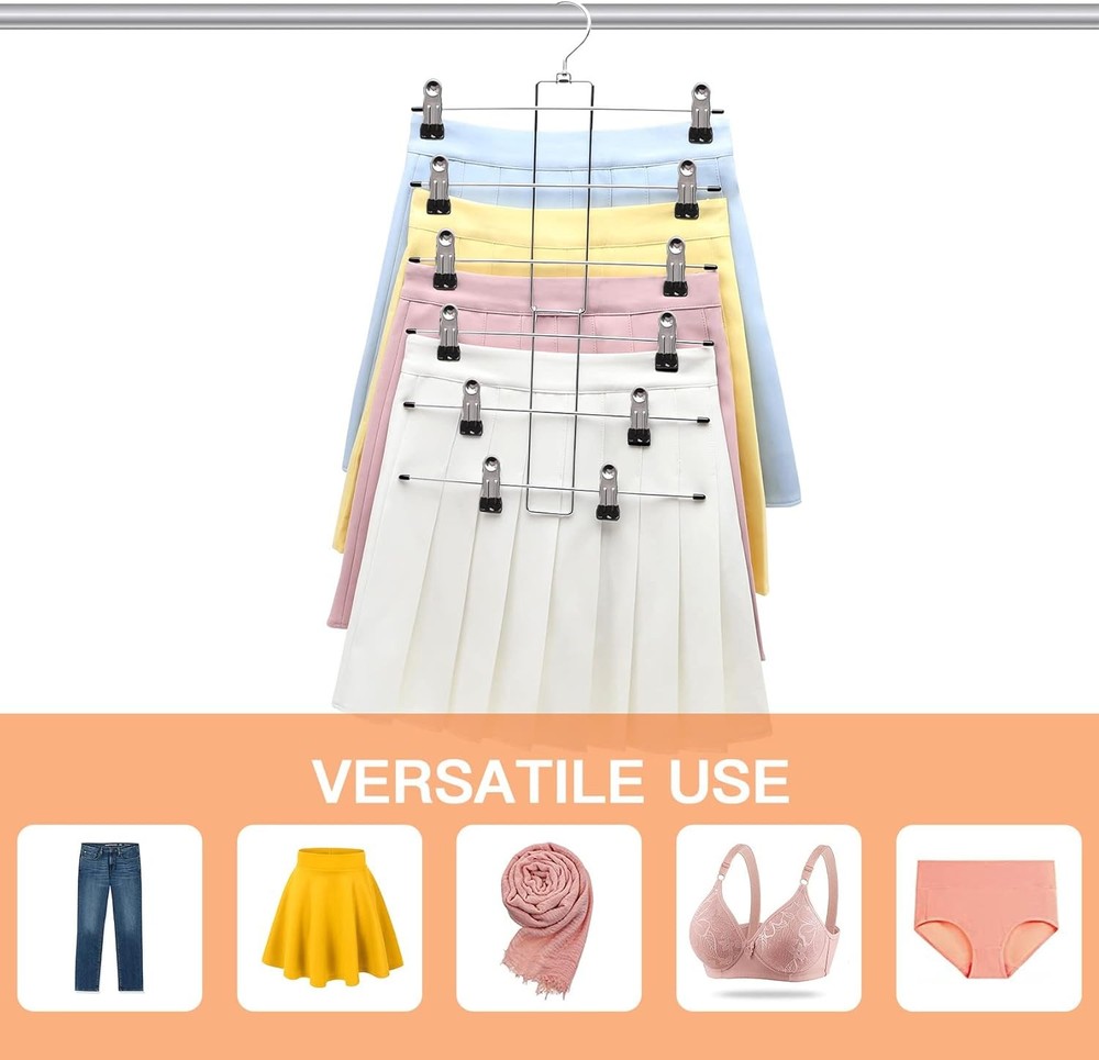 3 Pack Pants-Hangers-Space-Saving,6 Large, 3 Pack-silver