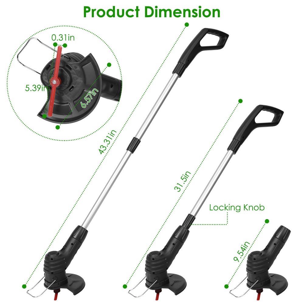 Electric Cordless Grass Trimmer Rechargeable Grass String Trimmer Weed Cutter