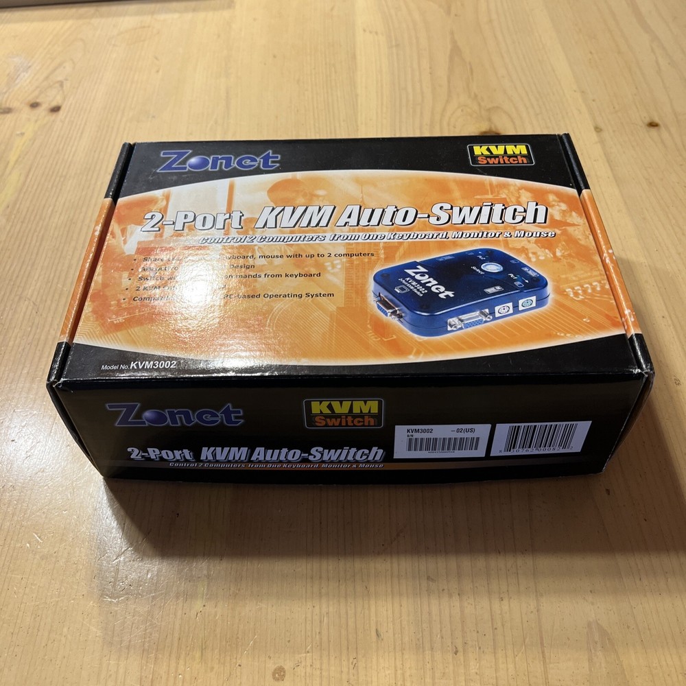 Zonet KVM3002 2-Port KVM Switch new in box