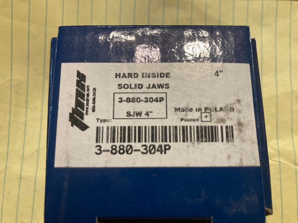 TMX HARD INSIDE SOLID JAWS 3-880-304P   FOR 4" 3 JAW SCROLL CHUCK