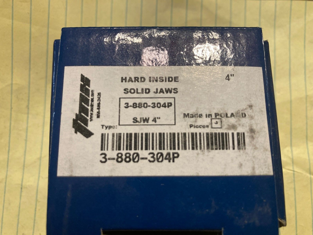 TMX HARD INSIDE SOLID JAWS 3-880-304P FOR 4" 3 JAW SCROLL CHUCK