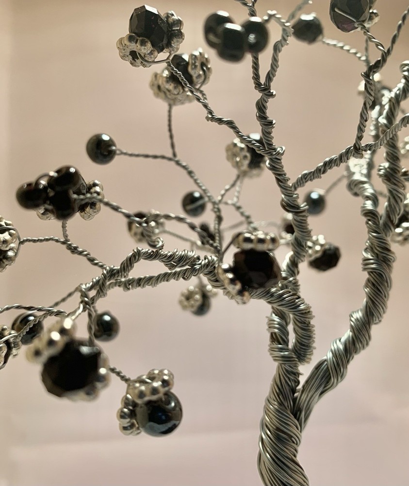 Handcrafted Wire and Bead Black Bonsai Tree