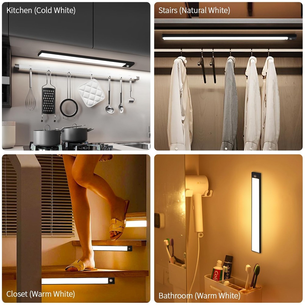 Under Cabinet Lighting, Motion Sensor 54 LED Under Cabinet Lights, 2Pack Rech...