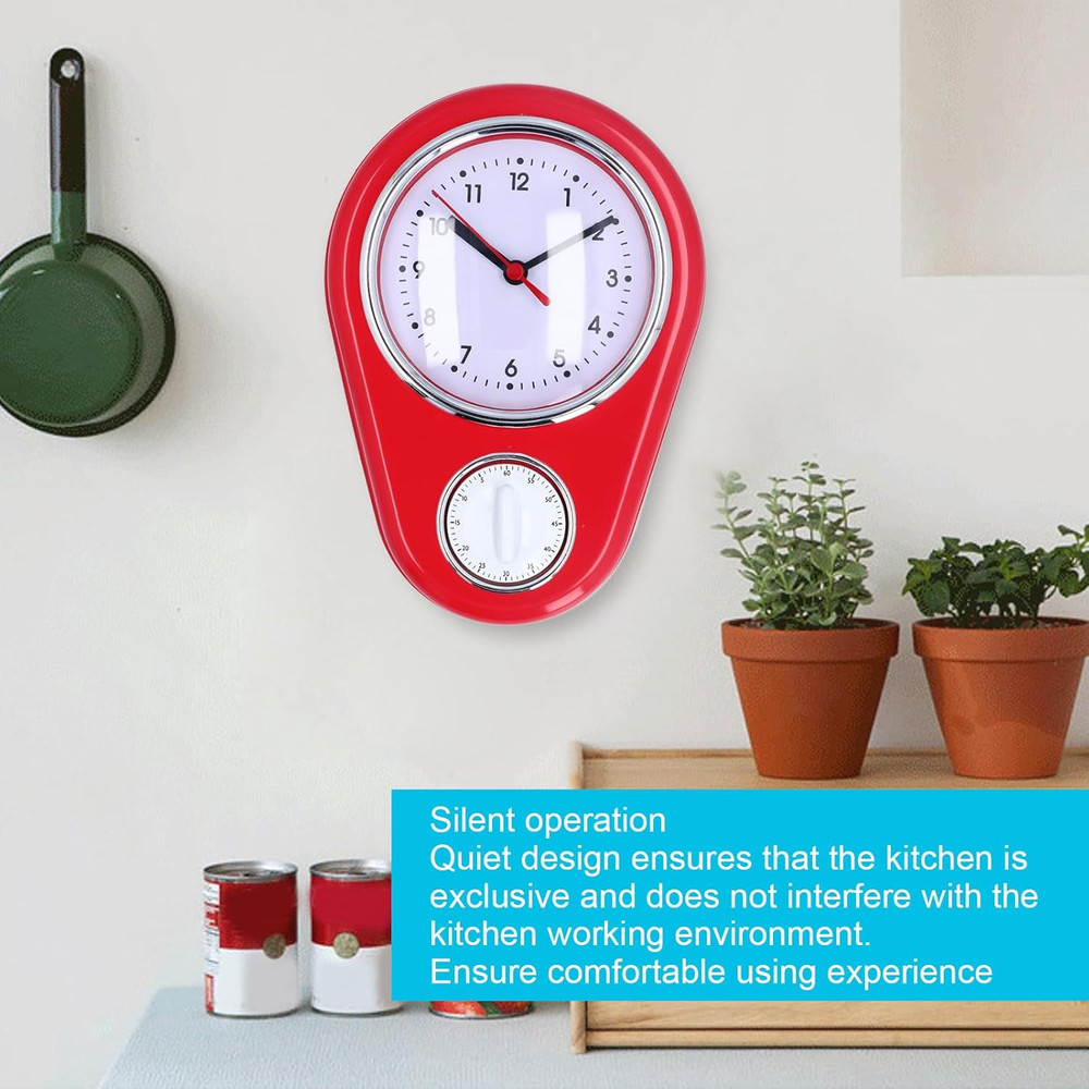 9 Inch Silent Kitchen Timer Wall Clock, 60-Minute Visual Countdown Timer