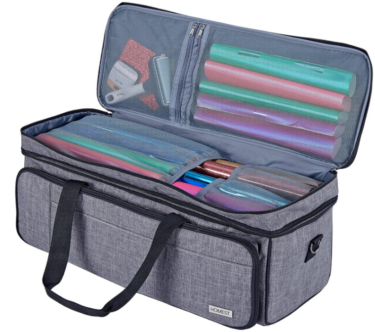Double Layer Case with Mat Pocket for Cricut Maker 3/Explore 3, Grey, Bag Only