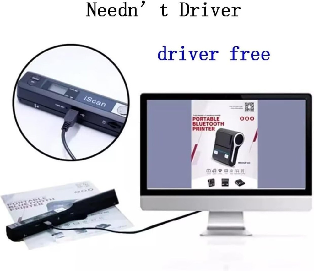 Portable Scanner, Photo Scanner wand for A4 Document reader, Handheld Scanner...