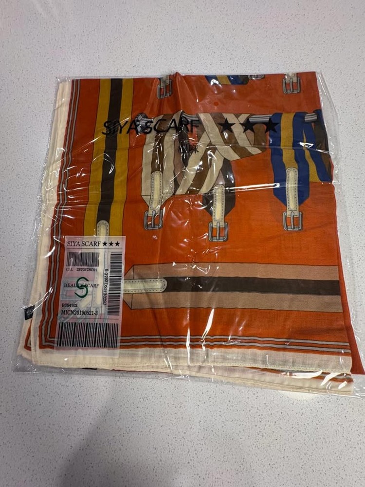 SYA SCARF Orange and Multi-Color Patterned Scarf
