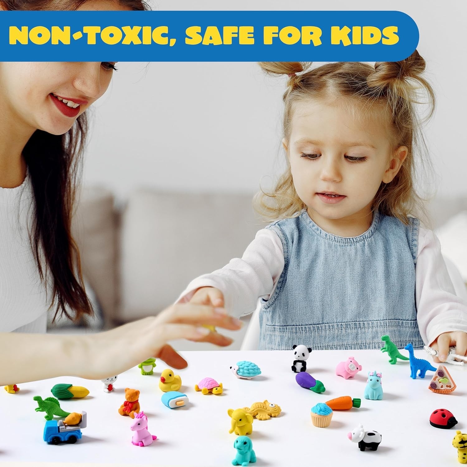 36 Pieces 3D Animal Erasers for Kids, Cute Desk Pets Classroom Rewards Bulk Set!