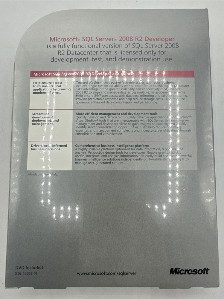 Microsoft SQL Server 2008 R2 Developer Sealed Data Management Business Demo Rare