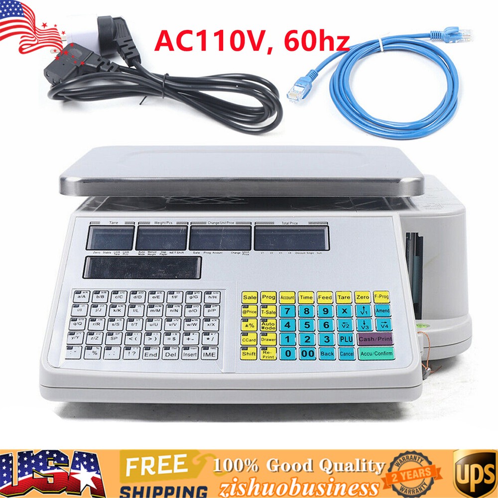 Commercial Digital Price Computing Scale with Label Barcode Printer 66 Lbs  110V