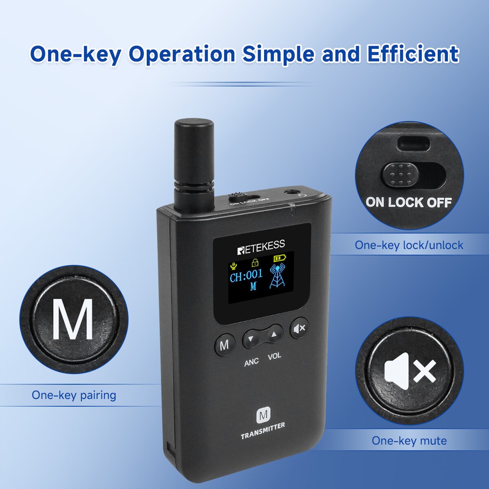 TT129 Tour Guide System,3 Transmitter Support Triple Simultaneous Speaking 328ft