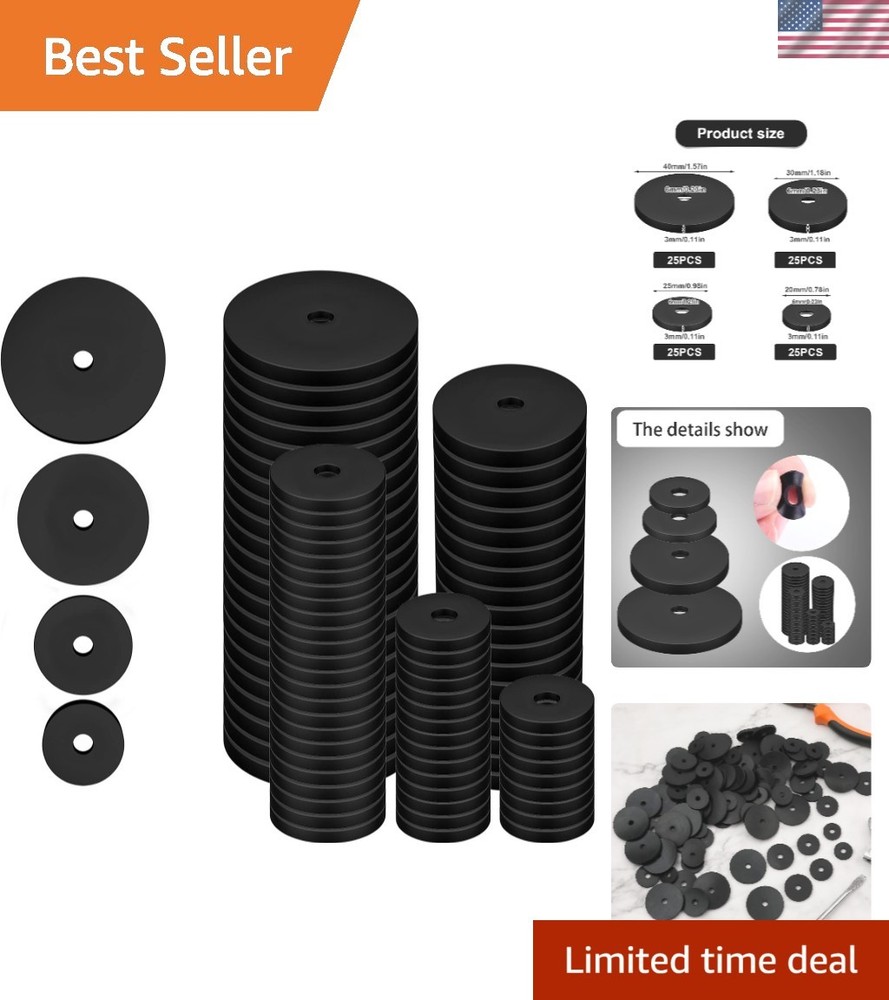 100pcs  Flat Rubber Washers - Versatile Tools for Faucets and Appliances