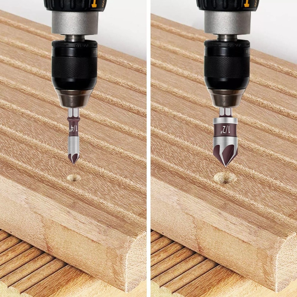 5PCS Countersink Drill Bit Set, 82 Degree HSS Counter Sink for...