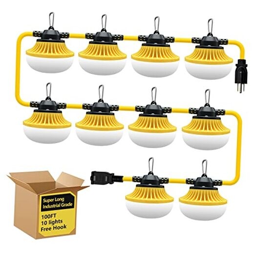 100ft LED Temporary Construction String Work Lights Industrial Grade Best for