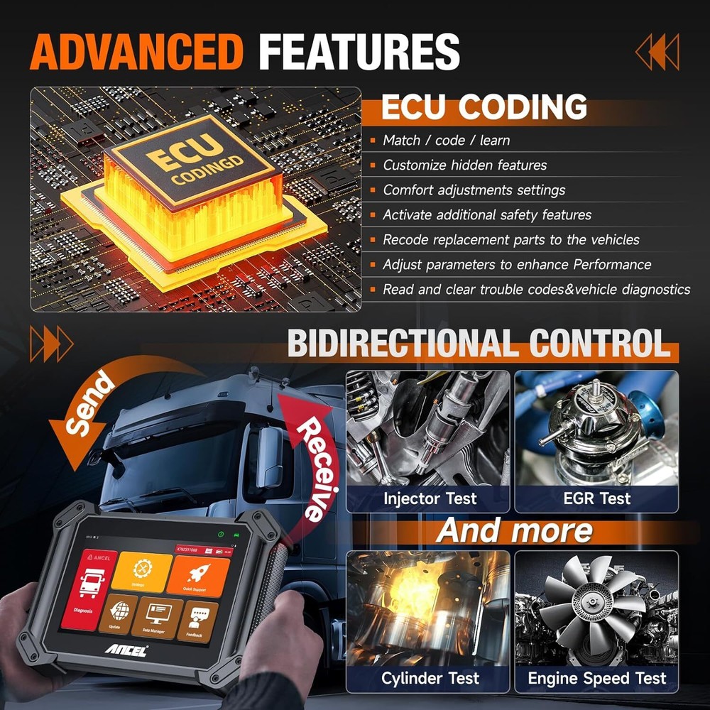 Heavy Duty HD Truck Bluetooth OBD2 Scanner Diagnostic Tool Coding Programming