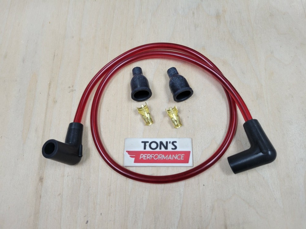 28" VINTAGE UNIVERSAL RED PVC TRANSLUCENT SPARK PLUG WIRE 7MM KIT COPPER CORE