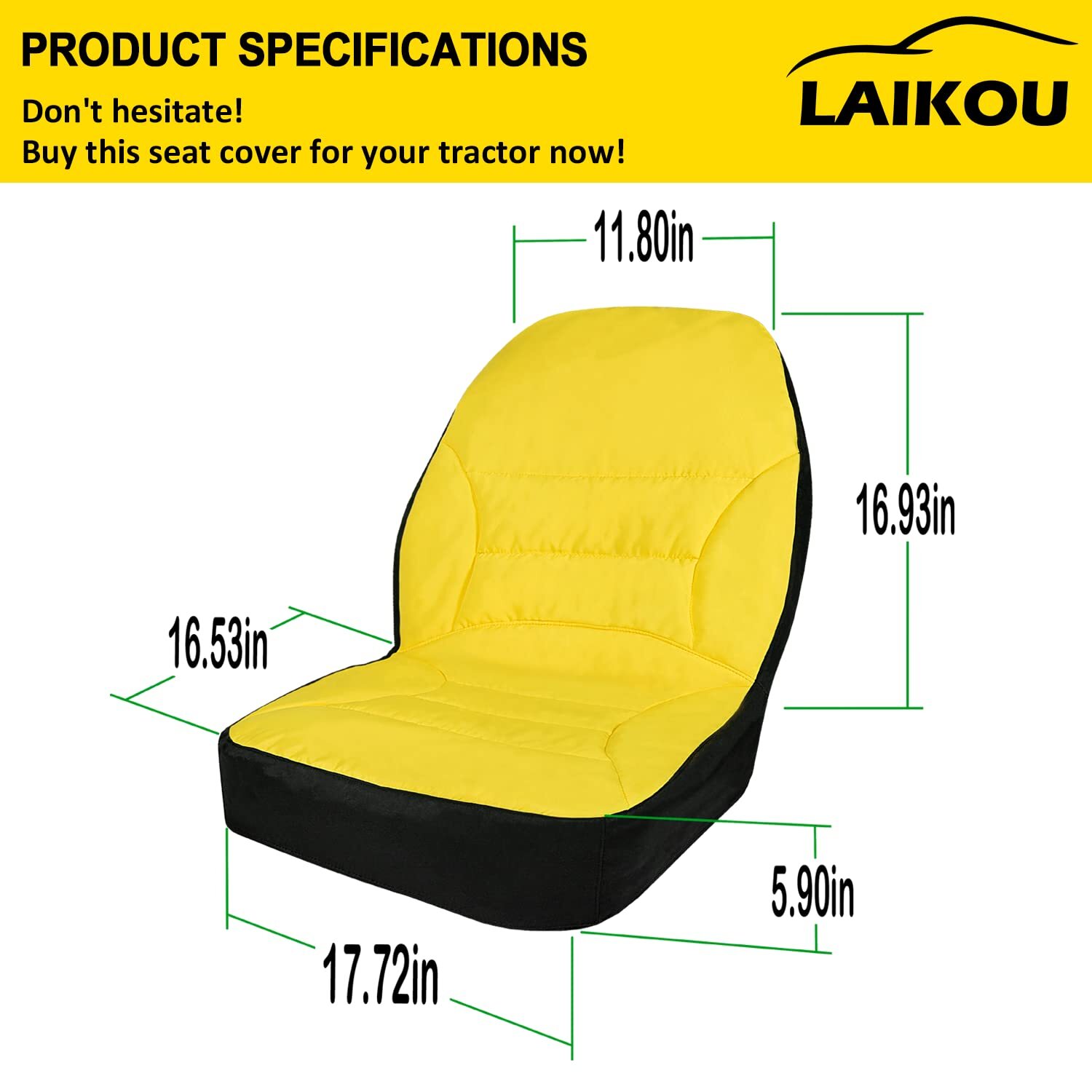 LP95233 Large 18" Compact Utility Tractor Seat Cover Compatible with John Deere