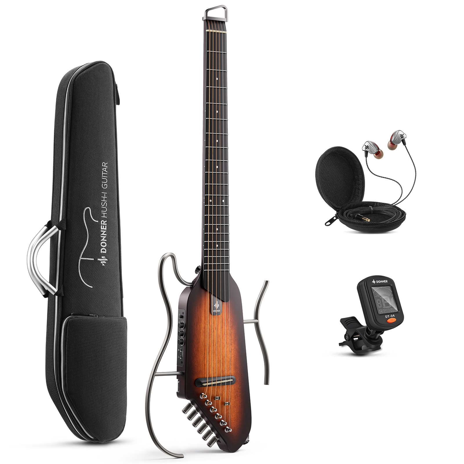 Donner HUSH™ I Acoustic Electric Travel Guitar For Silent Pratice With Headphone