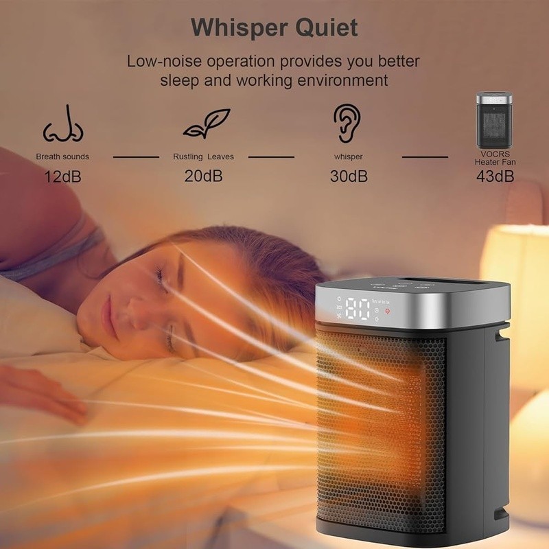 Portable Ceramic Heater W/ Remote Control Timer 3 Heating Modes Safety Features